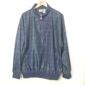 Jerzees Vintage Tartan Plaid Half Zipper Pullover Windbreaker Jacket Preppy XL